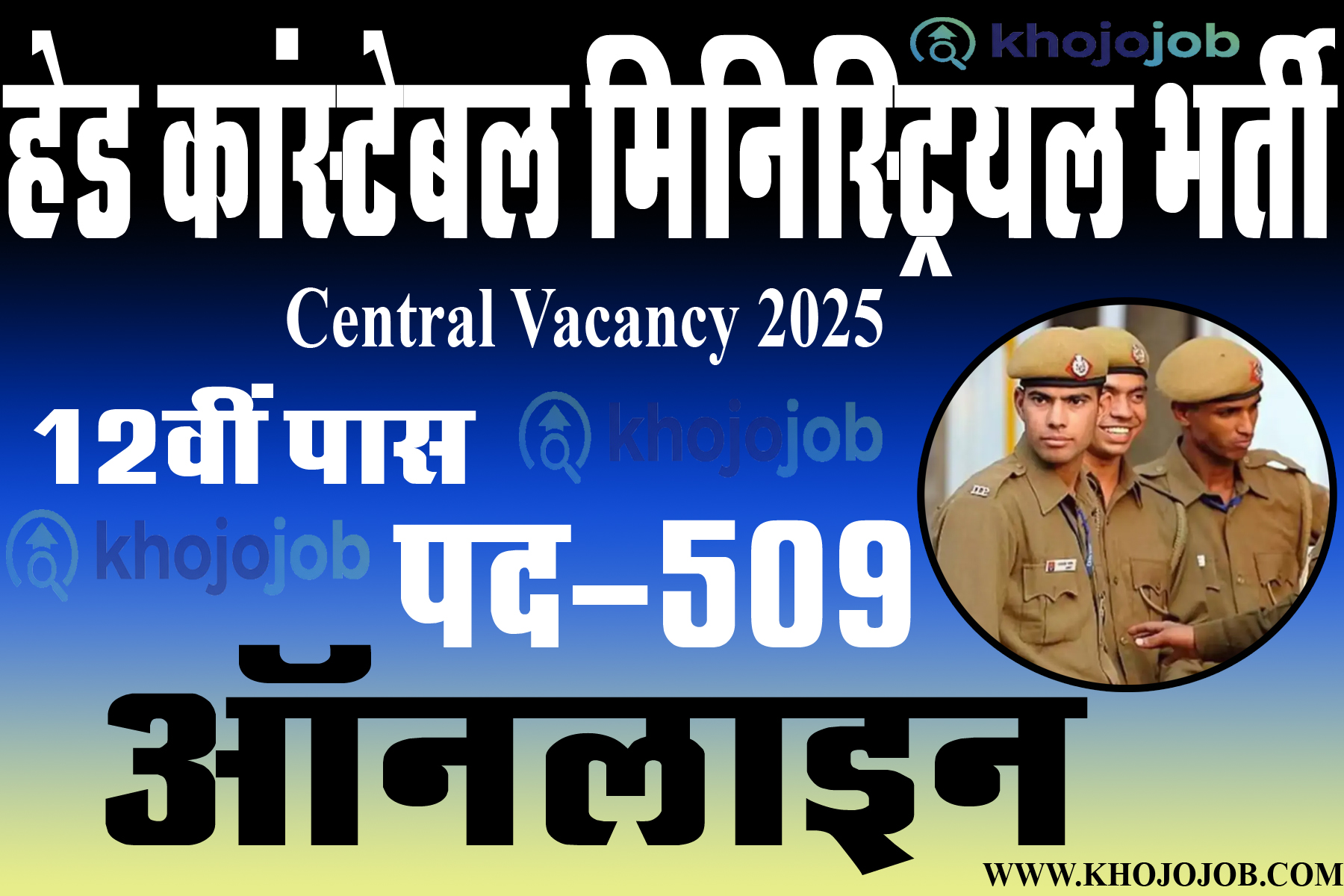 हेड कांस्टेबल मिनिस्ट्रियल (पद-509) सरकारी नौकरी | SSC Head Constable Ministerial Recruitment Online 2025