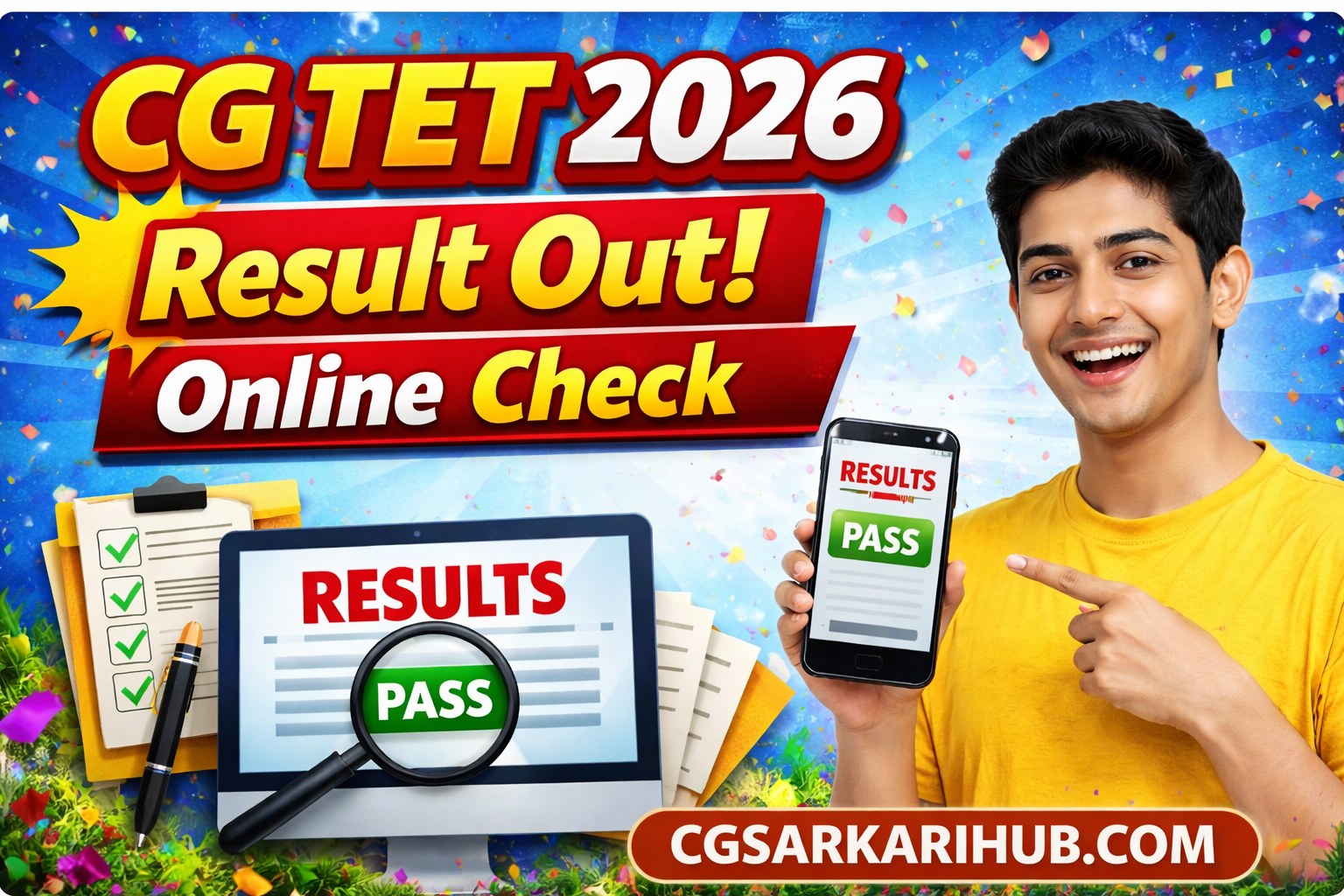 CG TET व्यापम परीक्षा रिजल्ट जारी (पेपर- I & II) 2026 | CG TET Exam Result Live 2026 CGTET व्यापम परीक्षा रिजल्ट जारी | CG Vyapam CGTET Result 2026 CGSARKARIHUB CGSARKARIHUB.COM
