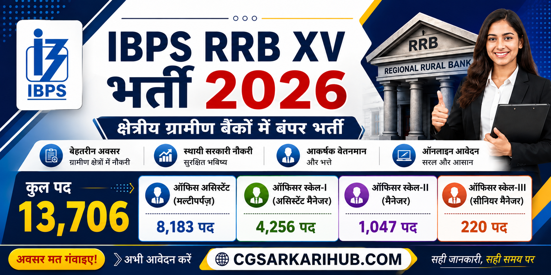 RRB ग्रामीण बैंक भर्ती 2026 :- ऑफिस असिस्टेंट और ऑफिसर के 13,706 पदों के लिए ऑनलाइन आवेदन करें